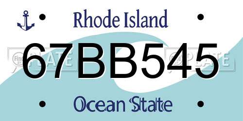67BB545 Rhode Island License Plate