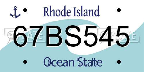67BS545 Rhode Island License Plate