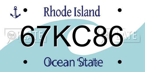 67KC86 Rhode Island License Plate