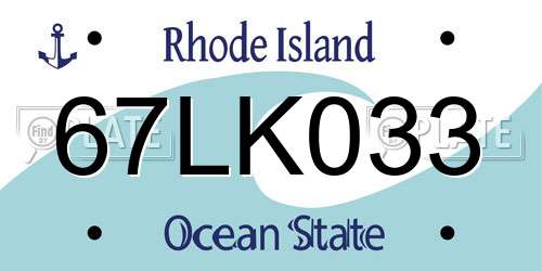 67LK033 Rhode Island License Plate