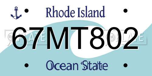 67MT802 Rhode Island License Plate