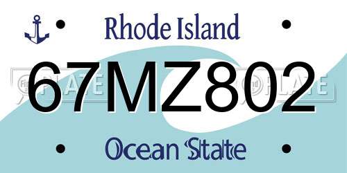 67MZ802 Rhode Island License Plate