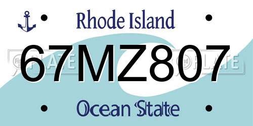 67MZ807 Rhode Island License Plate