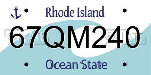 67QM240 Rhode Island License Plate