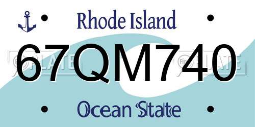 67QM740 Rhode Island License Plate