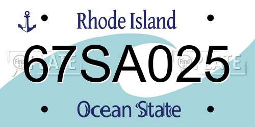 67SA025 Rhode Island License Plate