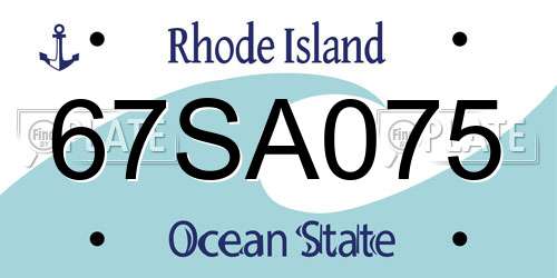 67SA075 Rhode Island License Plate