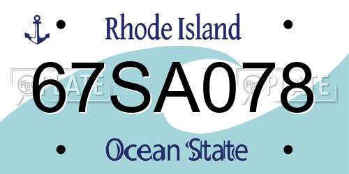 67SA078 Rhode Island License Plate