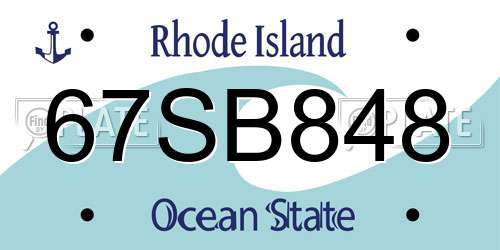 67SB848 Rhode Island License Plate