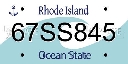 67SS845 Rhode Island License Plate