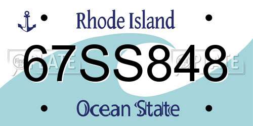 67SS848 Rhode Island License Plate