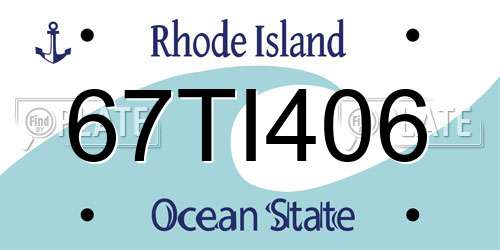 67TI406 Rhode Island License Plate