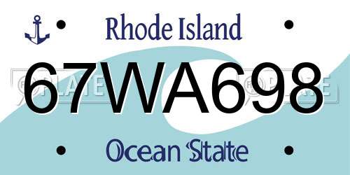67WA698 Rhode Island License Plate