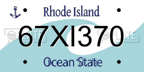 67XI370 Rhode Island License Plate