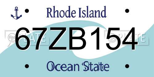 67ZB154 Rhode Island License Plate