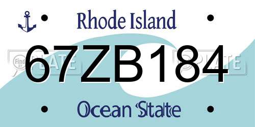 67ZB184 Rhode Island License Plate
