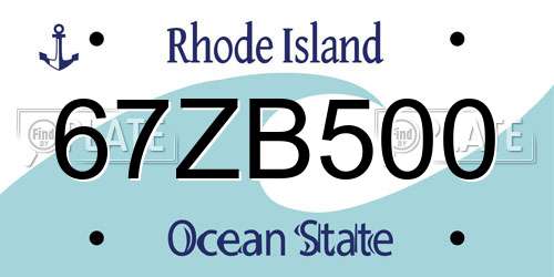 67ZB500 Rhode Island License Plate