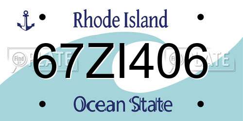 67ZI406 Rhode Island License Plate