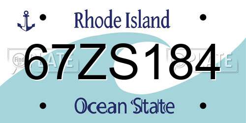 67ZS184 Rhode Island License Plate