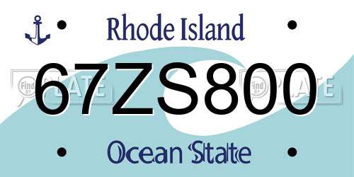 67ZS800 Rhode Island License Plate