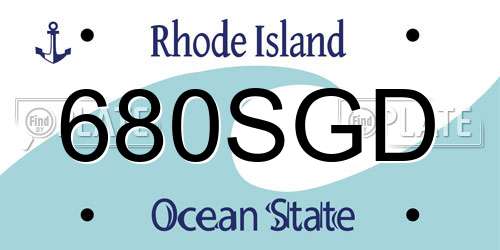 680SGD Rhode Island License Plate