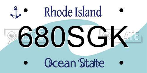 680SGK Rhode Island License Plate