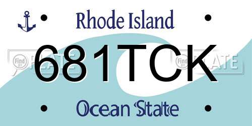 681TCK Rhode Island License Plate