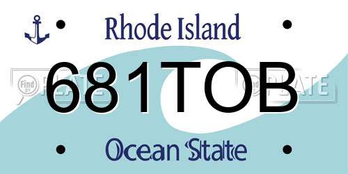 681TOB Rhode Island License Plate