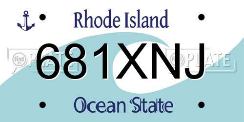 681XNJ Rhode Island License Plate