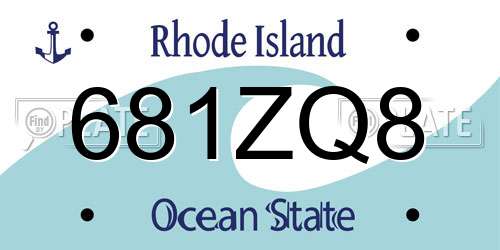 681ZQ8 Rhode Island License Plate