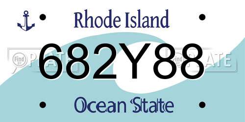 682Y88 Rhode Island License Plate