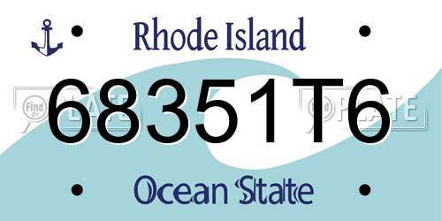 68351T6 Rhode Island License Plate