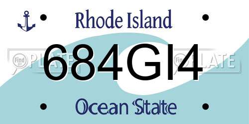 684GI4 Rhode Island License Plate