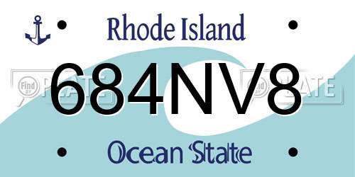 684NV8 Rhode Island License Plate
