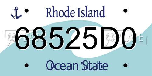 68525D0 Rhode Island License Plate