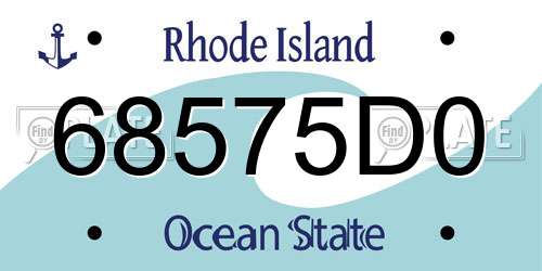 68575D0 Rhode Island License Plate
