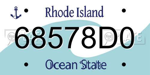 68578D0 Rhode Island License Plate