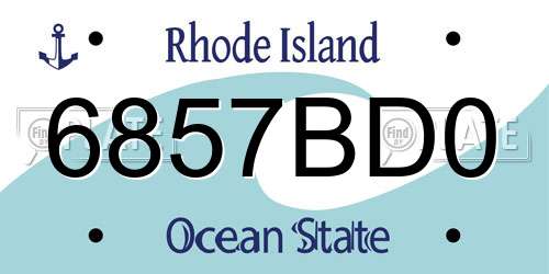 6857BD0 Rhode Island License Plate