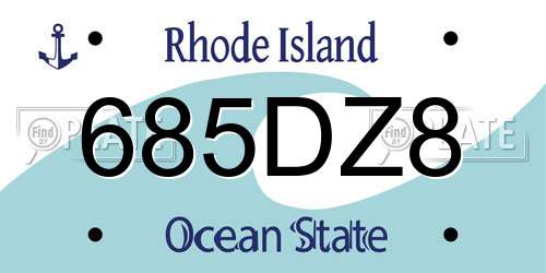 685DZ8 Rhode Island License Plate