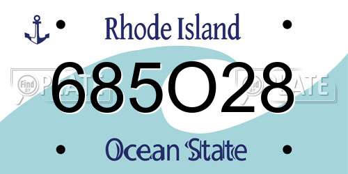685O28 Rhode Island License Plate