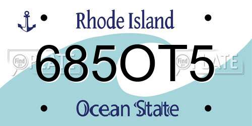 685OT5 Rhode Island License Plate