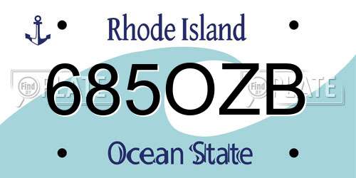 685OZB Rhode Island License Plate