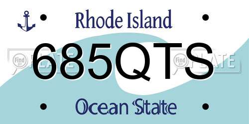 685QTS Rhode Island License Plate