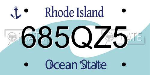 685QZ5 Rhode Island License Plate
