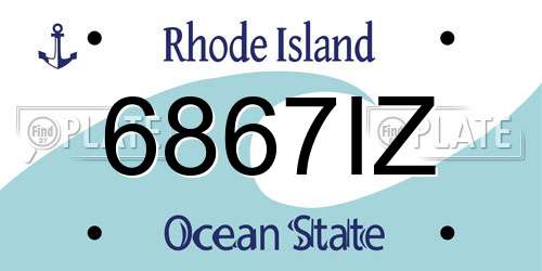6867IZ Rhode Island License Plate