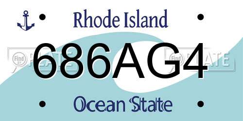 686AG4 Rhode Island License Plate