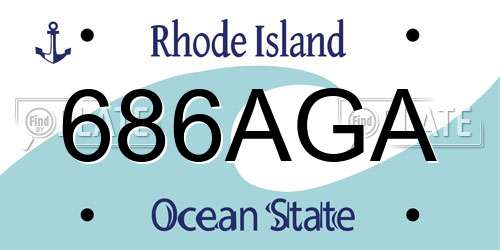 686AGA Rhode Island License Plate