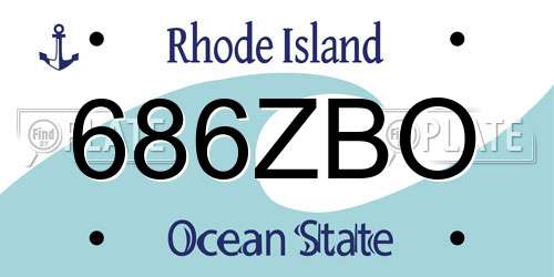 686ZBO Rhode Island License Plate