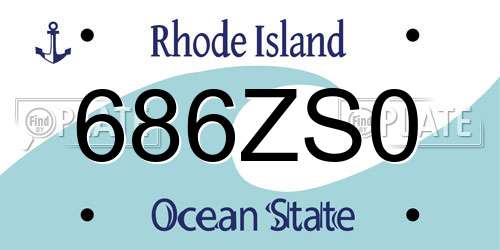 686ZS0 Rhode Island License Plate