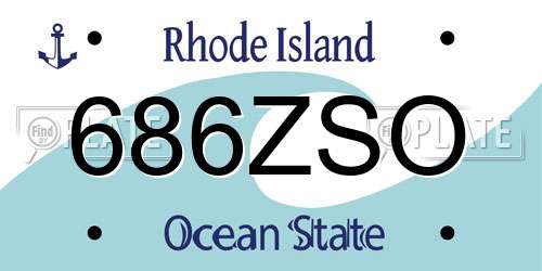 686ZSO Rhode Island License Plate